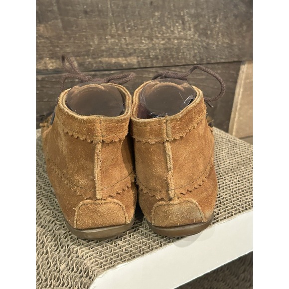 Minnetonka Lace-Up Ankle Boots Women's 9 Brown Suede Moccasin Rubber Sole 272 - Picture 5 of 8